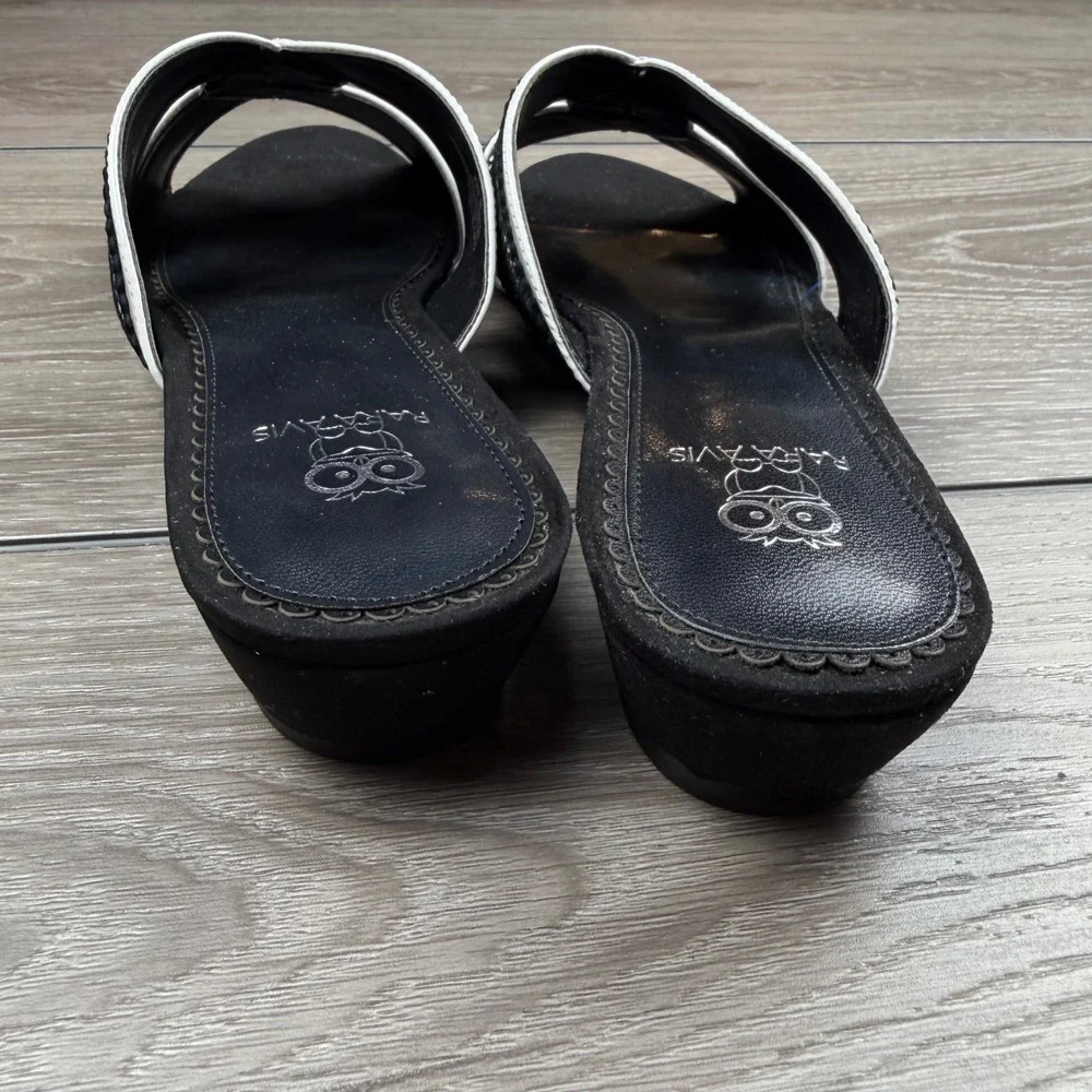Rara Avis Womens Wedge Sandals Lace Detail Black White 8.5M
